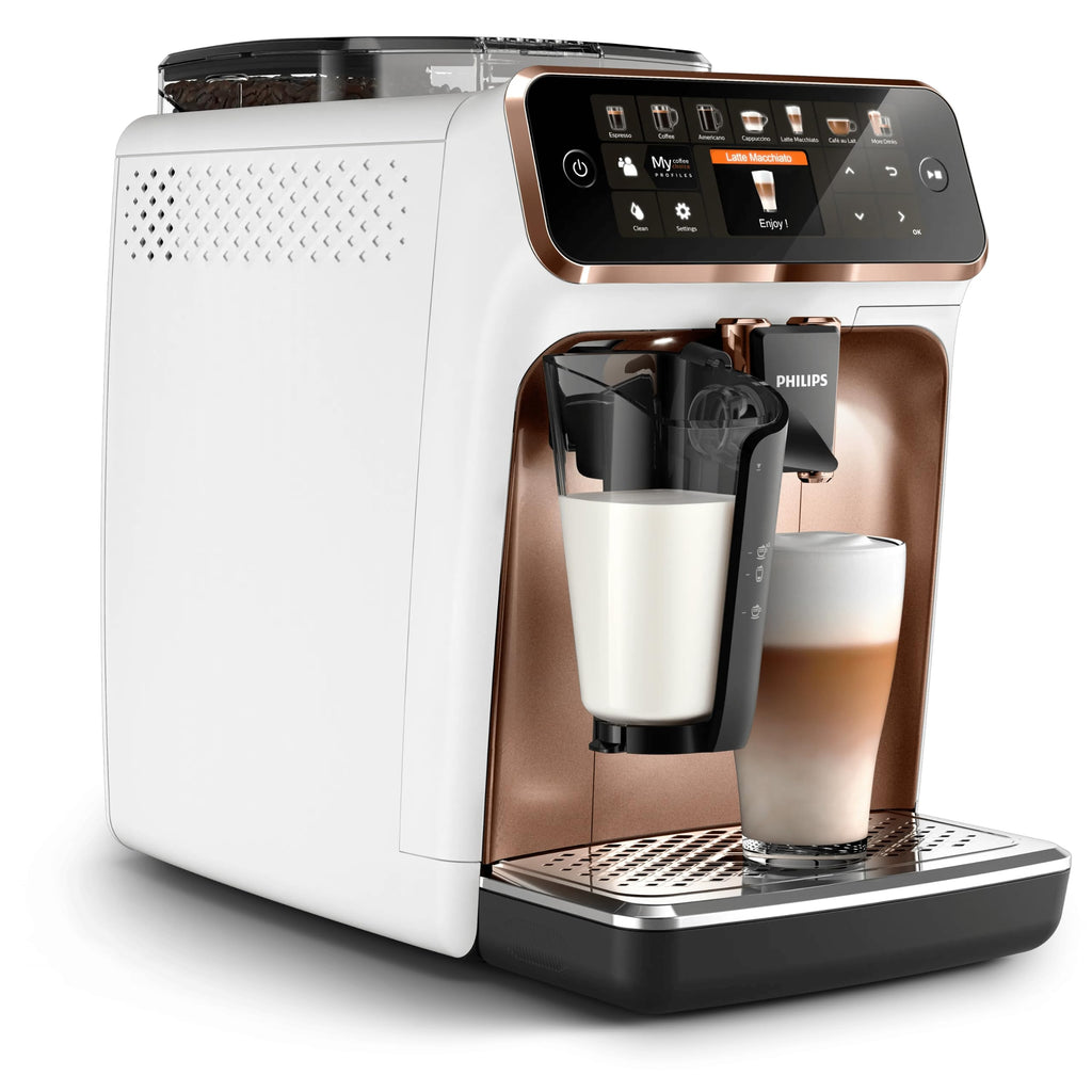 PHILIPS Kaffeevollautomat LatteGo 5400 Serie, Chrom, 12 Spezialitäten | Espressomaschine, LatteGo Milchsystem, einfache Reinigung, 4 Profile, TFT-Display, Keramikmahlwerk (EP5447/90)